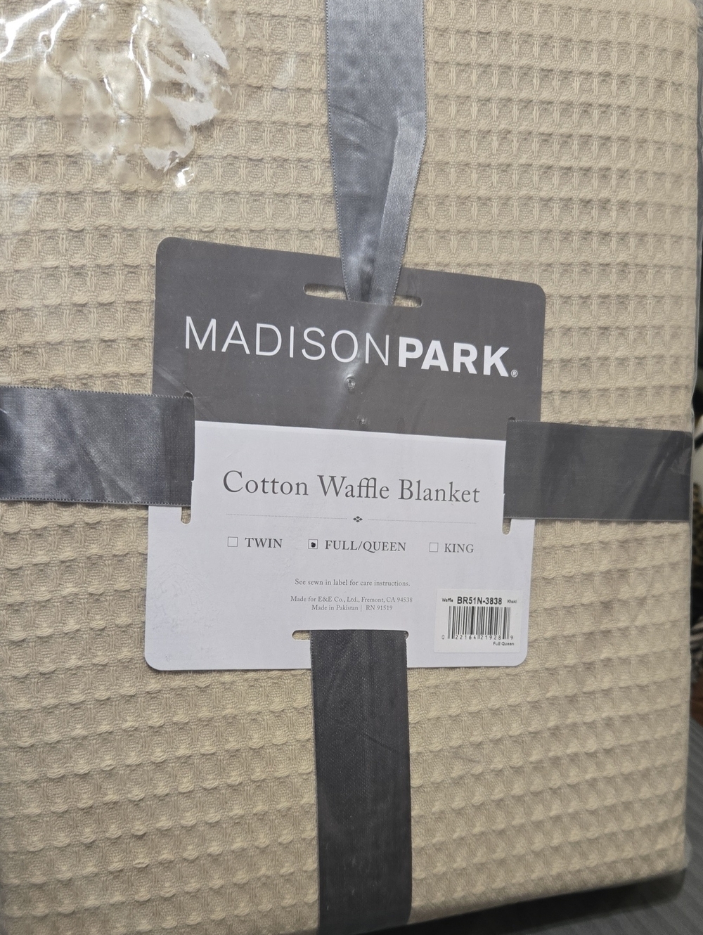 Madison Park Cotton Waffle Blanket - Beige/Cream